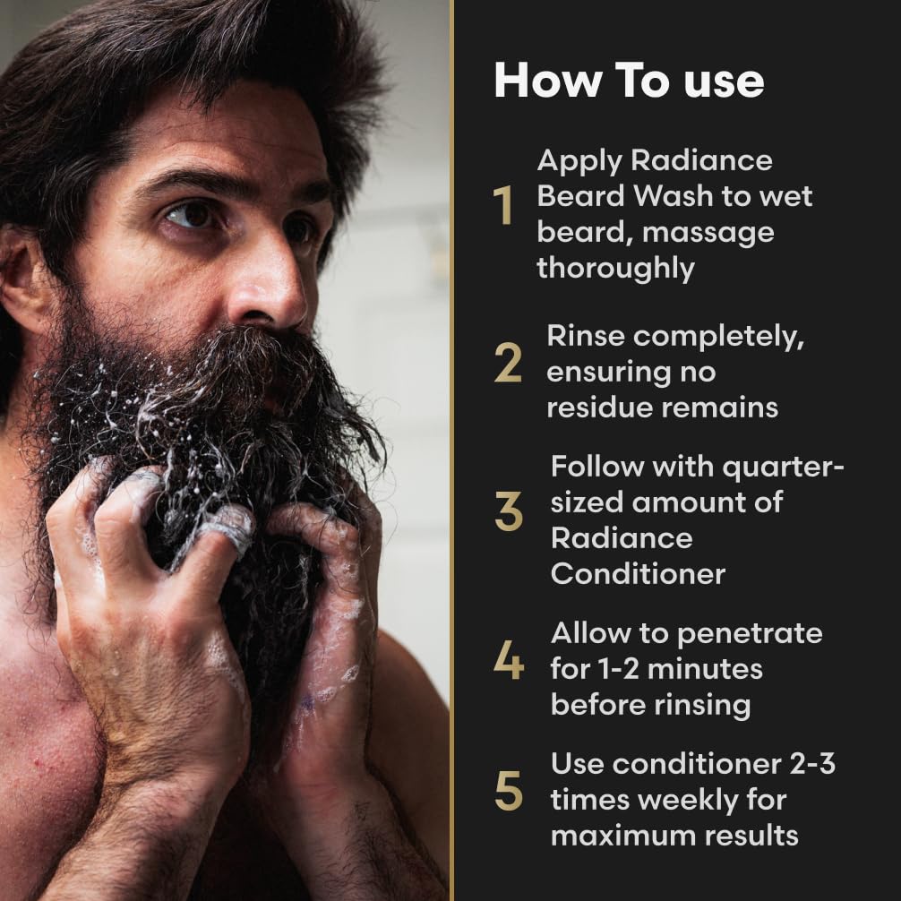 The Beard Struggle Radiance Beard Wash & Conditioner Bundle - Platinum Collection - Pack of 2 - Vanir's Wisdom - 8 Fl Oz each - For Men - Nourish, Cleanse, Soften, & Strengthen Beard