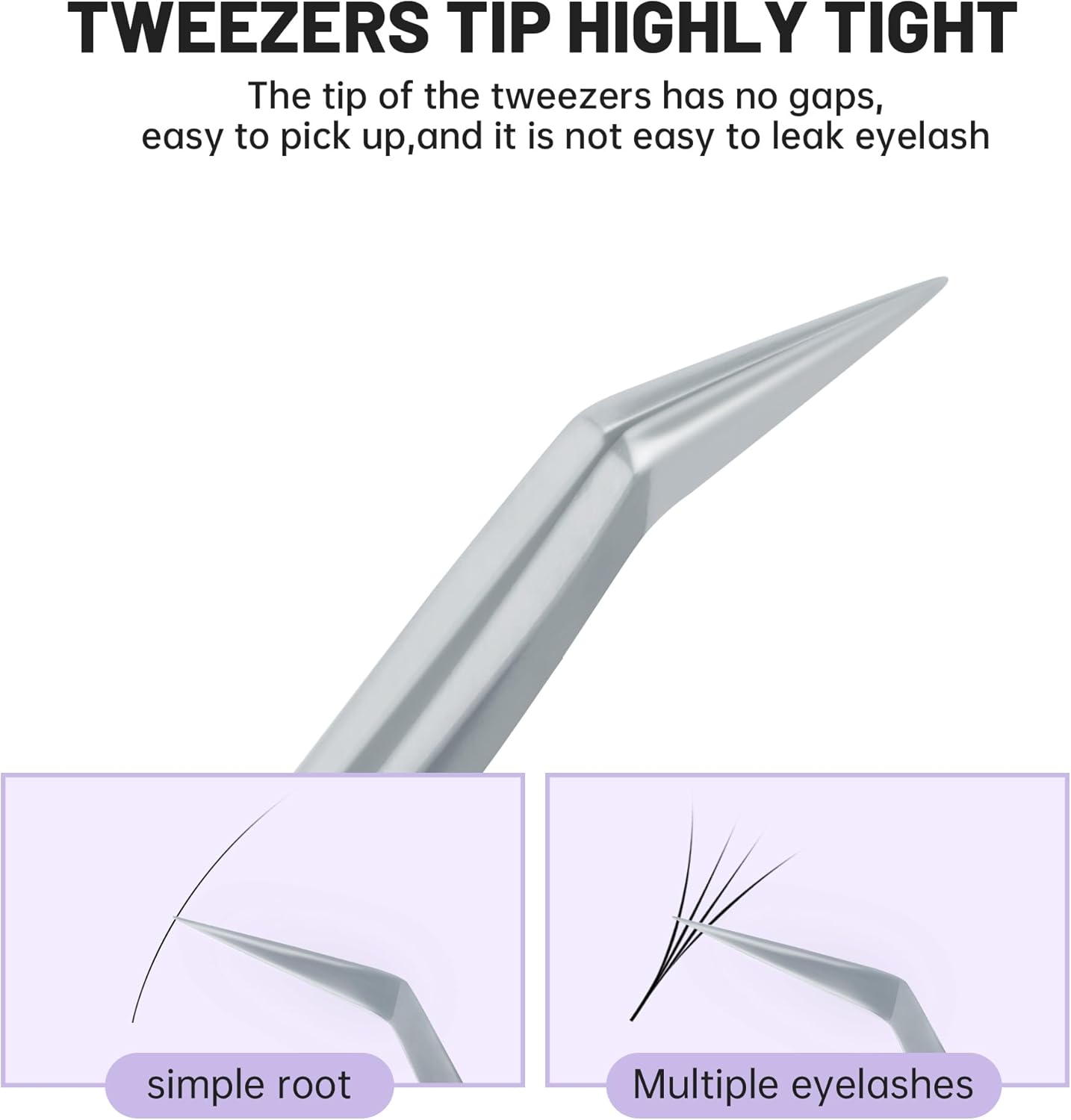 High Precision Lash Tweezers for Individual and Volume Eyelash Extensions Premium Stainless Steel Curved Fiber Tip Professional Isolation Tweezer