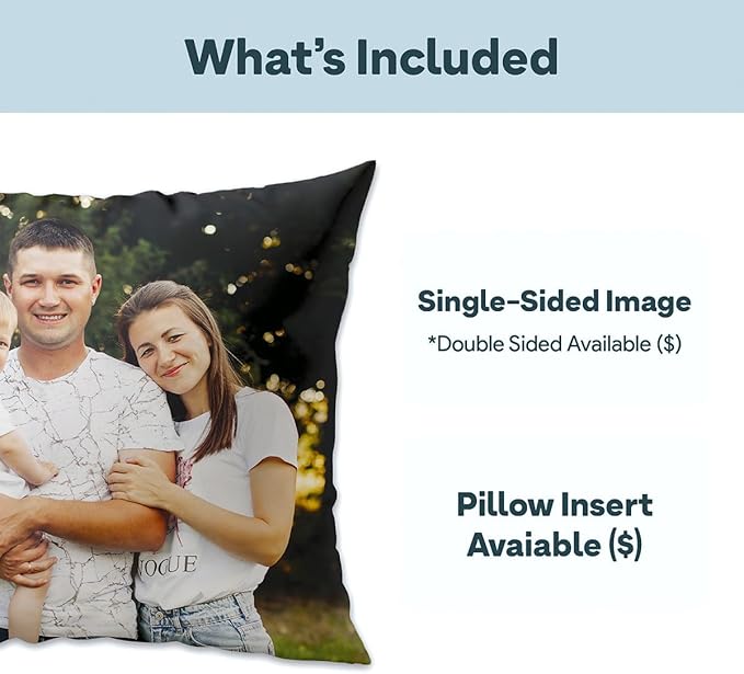Fabric Textile Products Custom Pillow - USA Made - Personalized Pillows with Picture Collage - Throw Pillow - Personalized Gift - Grandparent & Couples Gifts - Pet Pillow - Kids Pillows (20"x20")
