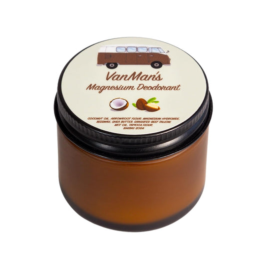 VanMan Coconut & Magnesium Deodorant Jar - Natural Aluminum Free Deodorant for Women & Men - Effective Odor Control for Delicate Skin - With Tallow, Shea Butter & Coconut Oil - 2 Fl Oz Unscented