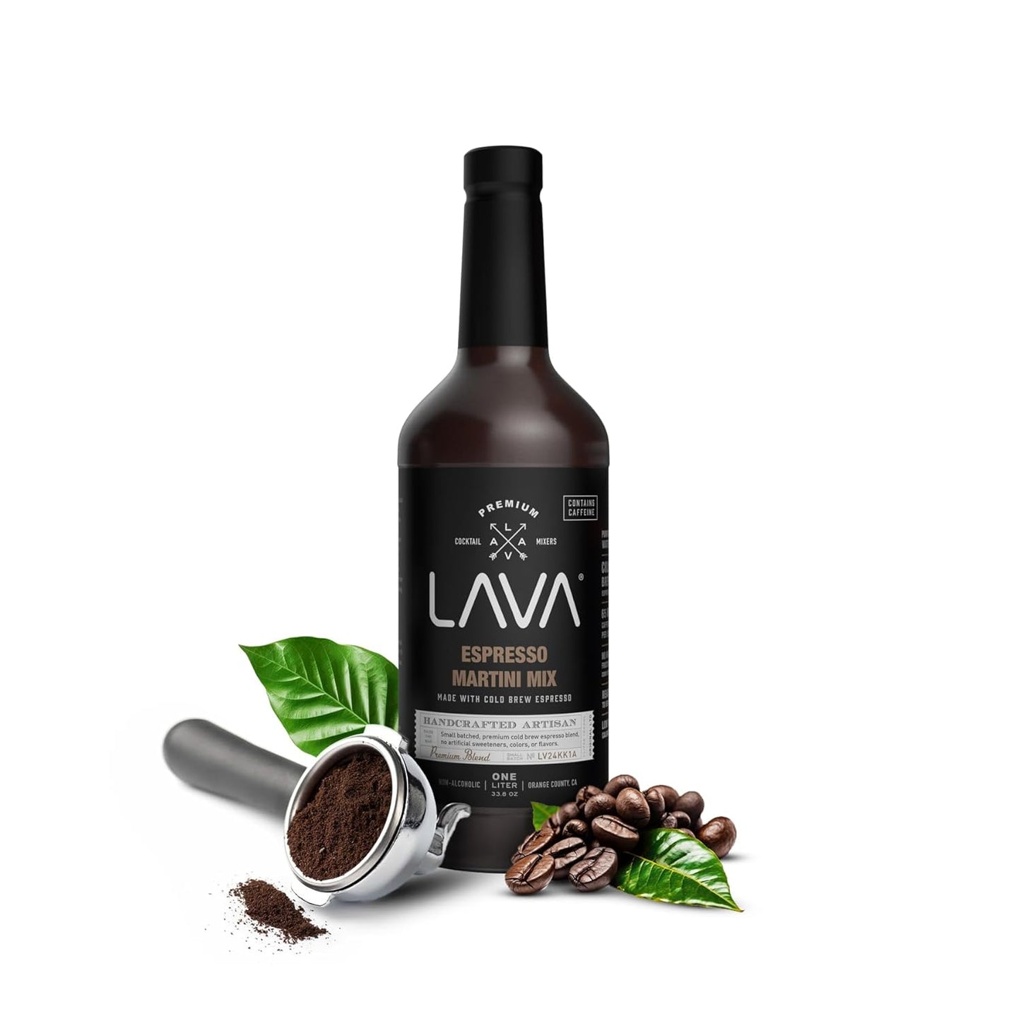 LAVA Premium Espresso Martini Mix, Cold Brew Espresso, 65mg Caffeine Per Serv., No Artificial Sweeteners, Colors, or Flavors, Espresso Martini Gift, 1-Liter (33.8oz) Glass Bottle