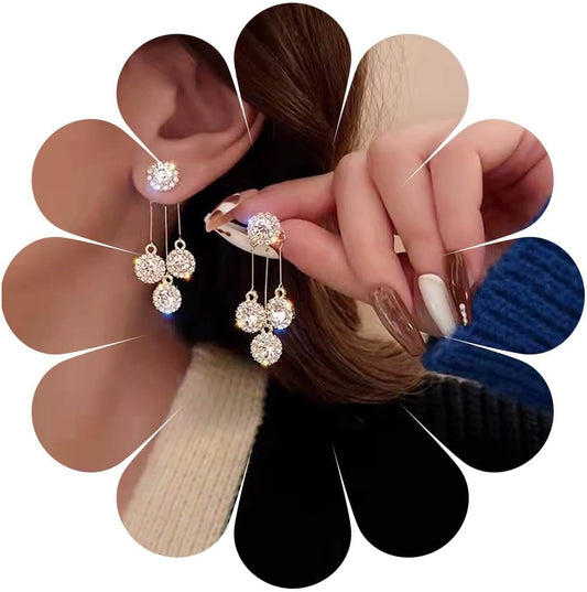 Vintage Crystal Chandelier Drop Earrings Rhinestone Ball Dangle Earrings Gold Rhinestone Stud Earrings Sparkle Bridal Chandelier Earrings Jewelry for Women