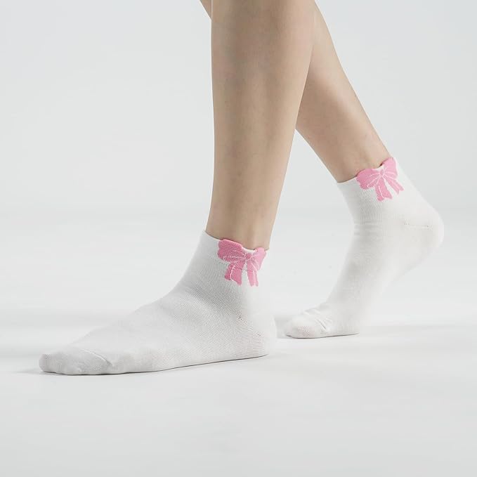 kikiya socks Women Ankle | 4-6 Pairs Heart Design Cute Animal Graphic Novelty Fruit Print Ladies Girls Cotton Socks | US 6-8