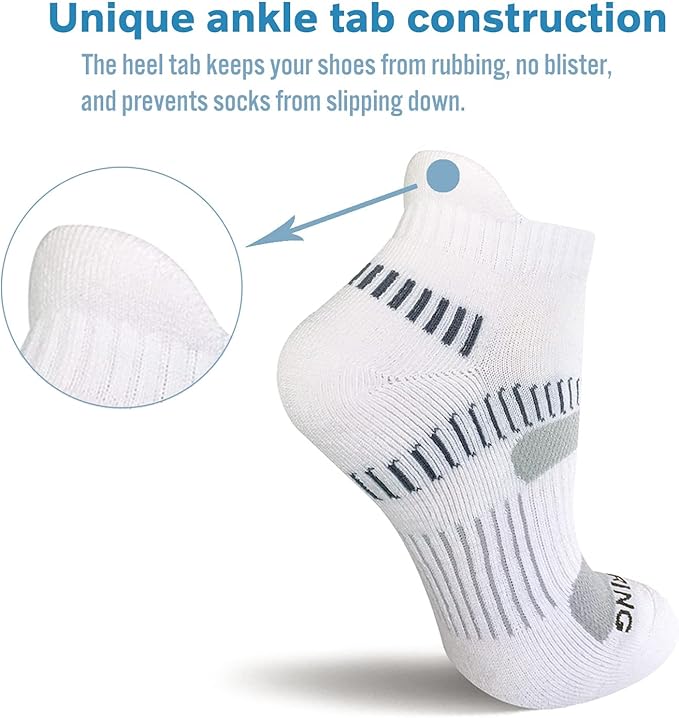 BERING Women's Athletic Running Cushioned Ankle Socks (6 Pairs)