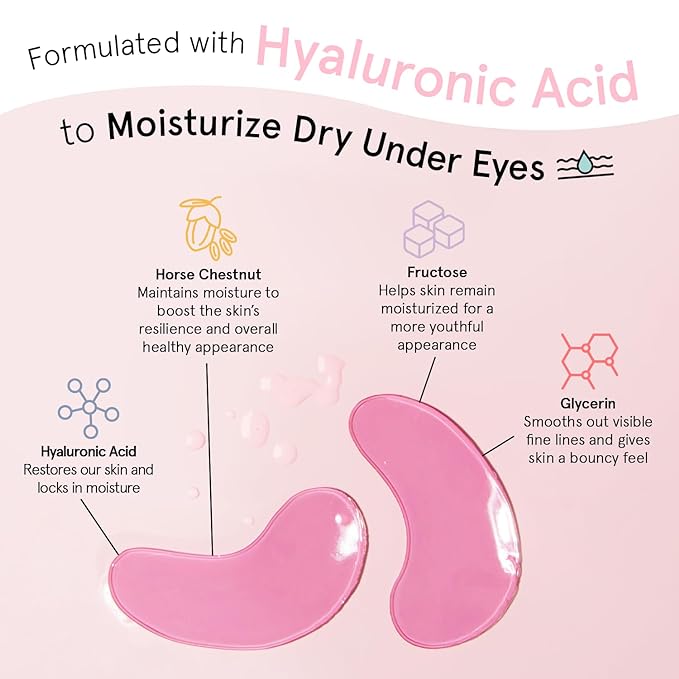 grace & stella Award Winning Under Eye Mask - Reduce Dark Circles, Puffy Eyes, Undereye Bags, Wrinkles - Gel Under Eye Patches - Gifts for Women Under 10 Dollars - Vegan Cruelty-Free (Pink, 6 Pairs)