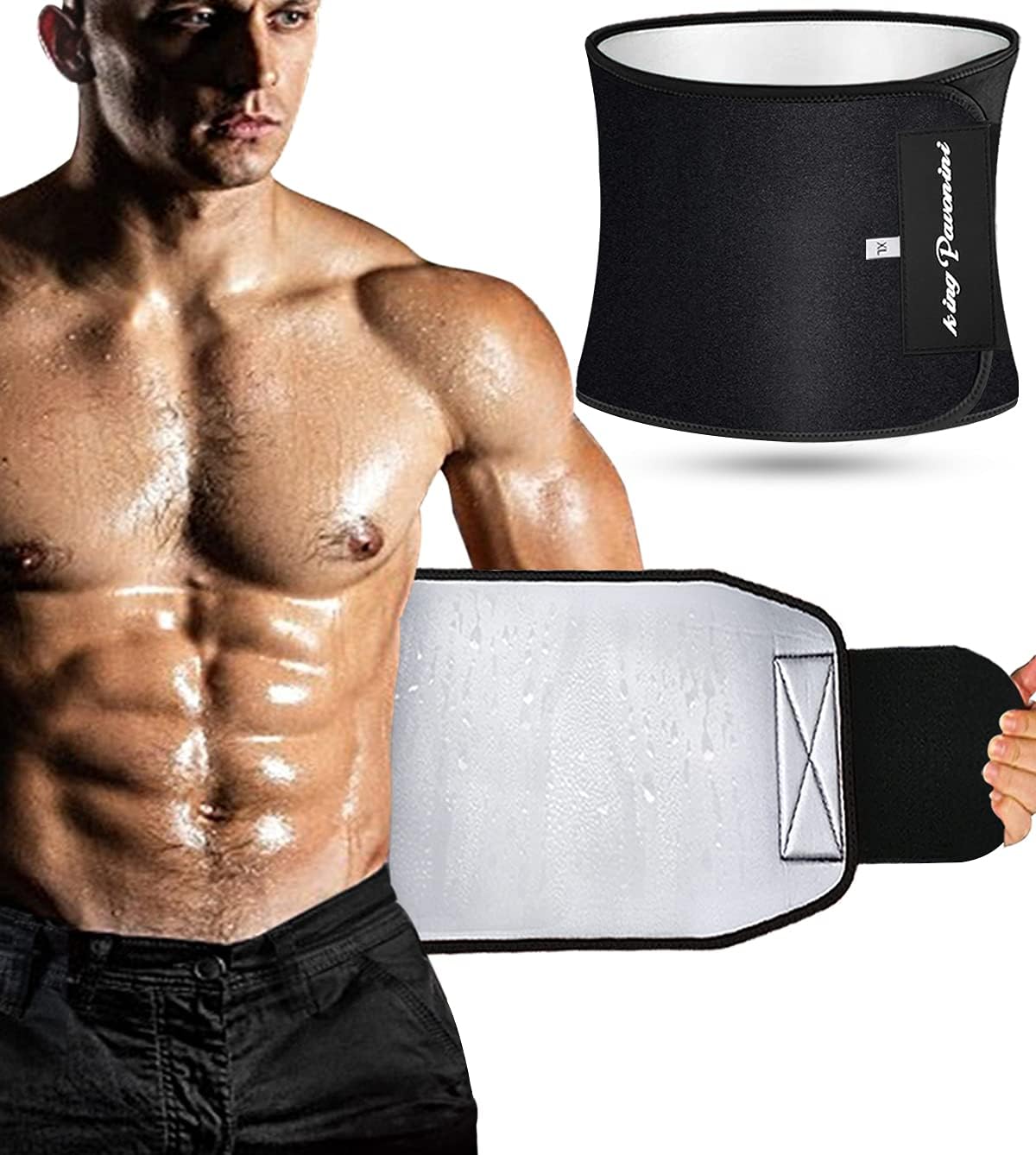 KingPavonini Waist Trimmer for Women & Mens Waist Trainer Sweat Belt Plus Size, Upgraded