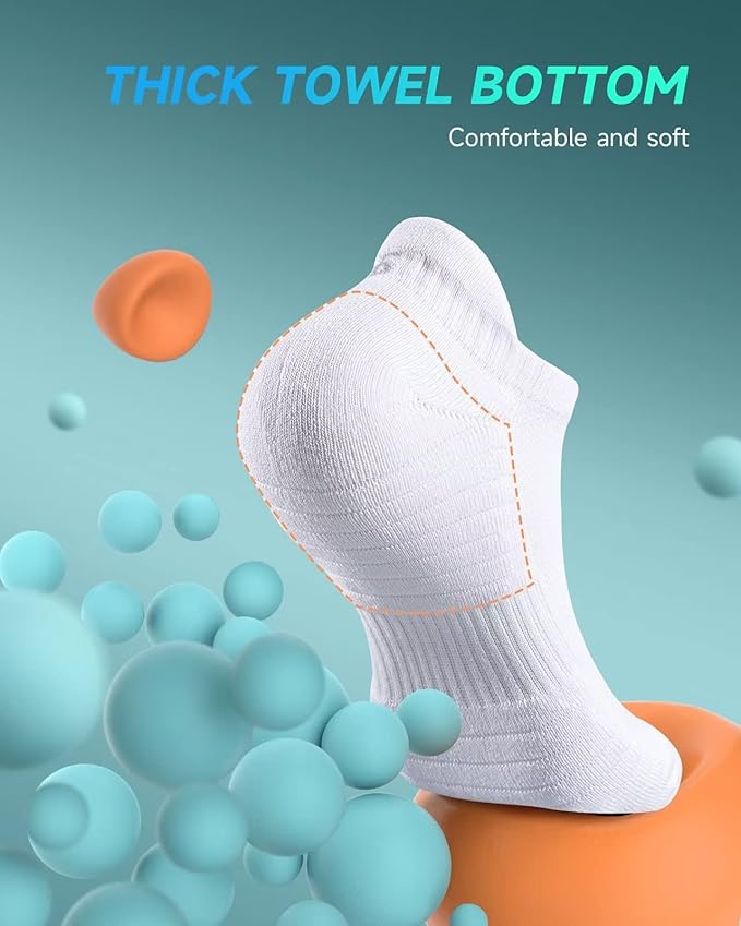 TANSTC Mens Socks,6 Pairs Anti-Blister Cushioned Breathable Cotton Athletic Ankle Running Sports Women Sock