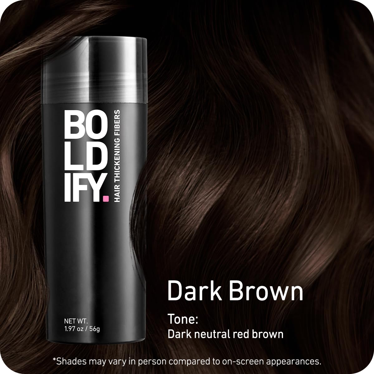 BOLDIFY Hair Fibers (56g) - Fill In Thinning and Fine Hair for an Instantly Fuller, Thicker Look - 14 Shades for Women & Men - Dark Brown