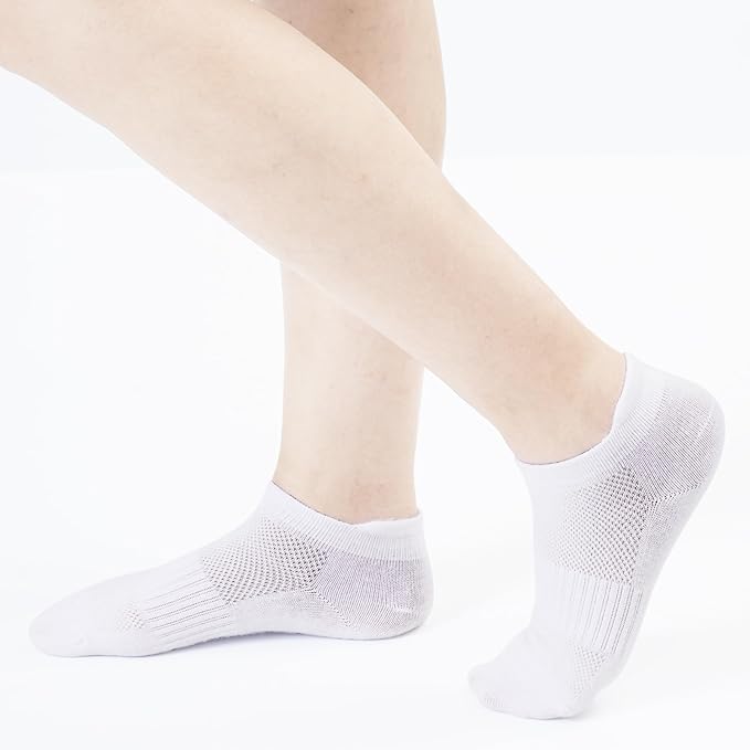 Womens Cotton Ankel Socks, Athletic Performance Breathable Low Cut Socks with Heel Tab