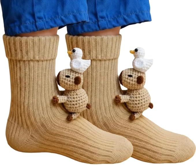 Animal Socks, Cute Plush Animals Hug Sock for Women, Long Stocking Sock for Christmas Gifts, Cozy Fall & Winter