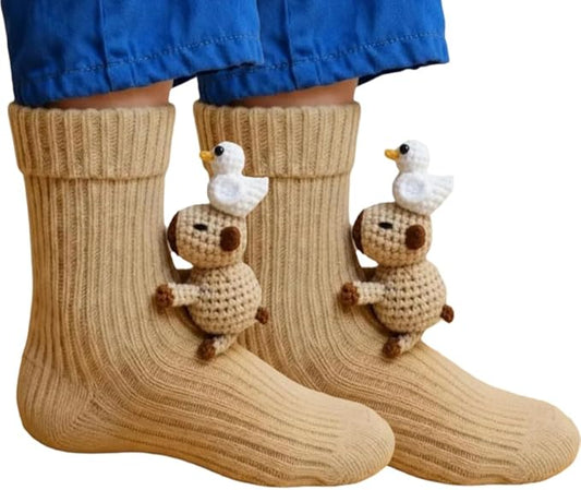 Animal Socks, Cute Plush Animals Hug Sock for Women, Long Stocking Sock for Christmas Gifts, Cozy Fall & Winter