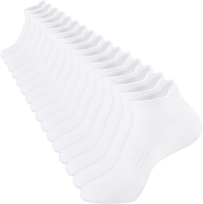 Womens Cotton Ankel Socks, Athletic Performance Breathable Low Cut Socks with Heel Tab