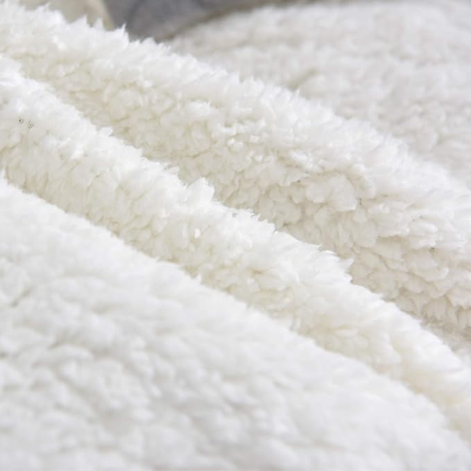 NANPIPER Sherpa Blanket Warm Blankets for Winter Super Soft Fuzzy Flannel Fleece/Wool Like Reversible Velvet Plush Couch Blanket Lightweight(Light Grey Throw Size 50"x60")