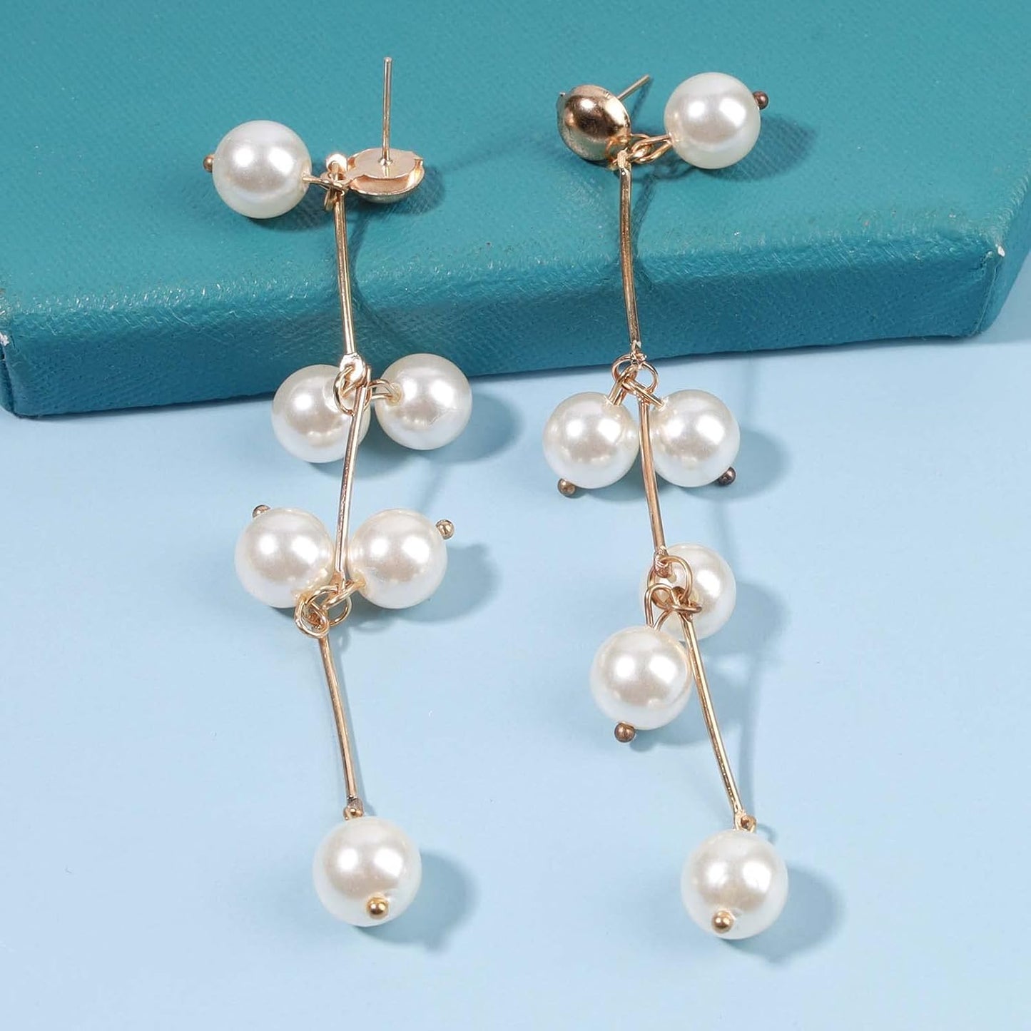 Boho Pearl Tassel Earrings Gold Drop Dangle Earrings Vintage Pearl Earrings Bridal Drop Earrings Jewelry for Women and Girls Gifts