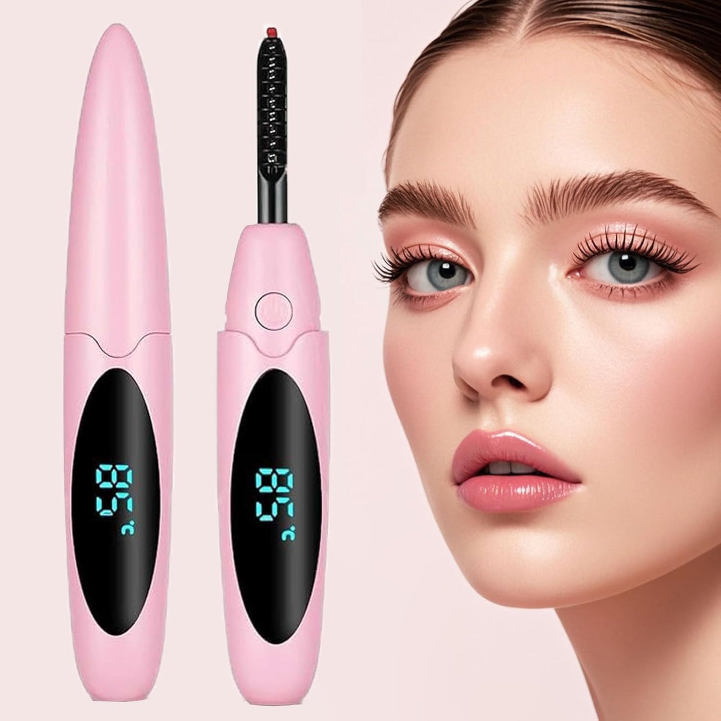 Heated Eyelash Curlers Electric Eyelash Curler with LED Display, 3 Temperature Modes Anti-Burn USB Rechargeable Natural Curling 24H Long Lasting for Women Makeup Tools Gifts PI714