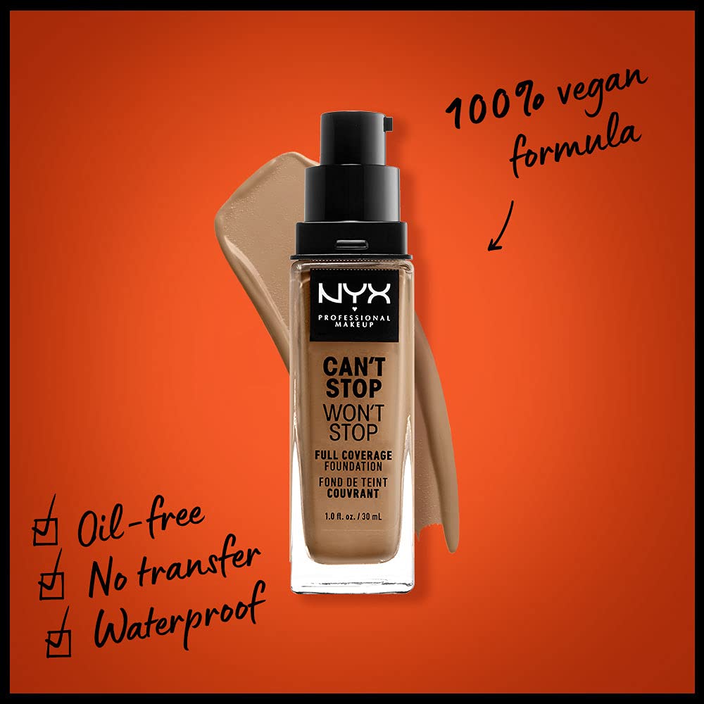 NYX PROFESSIONAL MAKEUP Can't Stop Won't Stop Foundation, 24h Full Coverage Matte Finish - Caramel