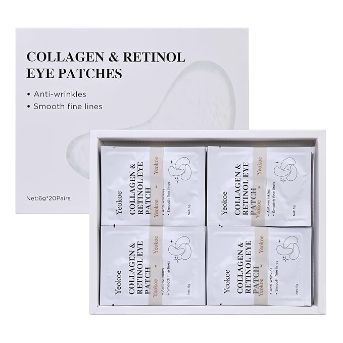 Under Eye Patches for Dark Circles,Puffy Eyes,20 Pairs Face Masks SkinCare With Collagen and Retinol for Anti wrinkles Smooth Fine Lines