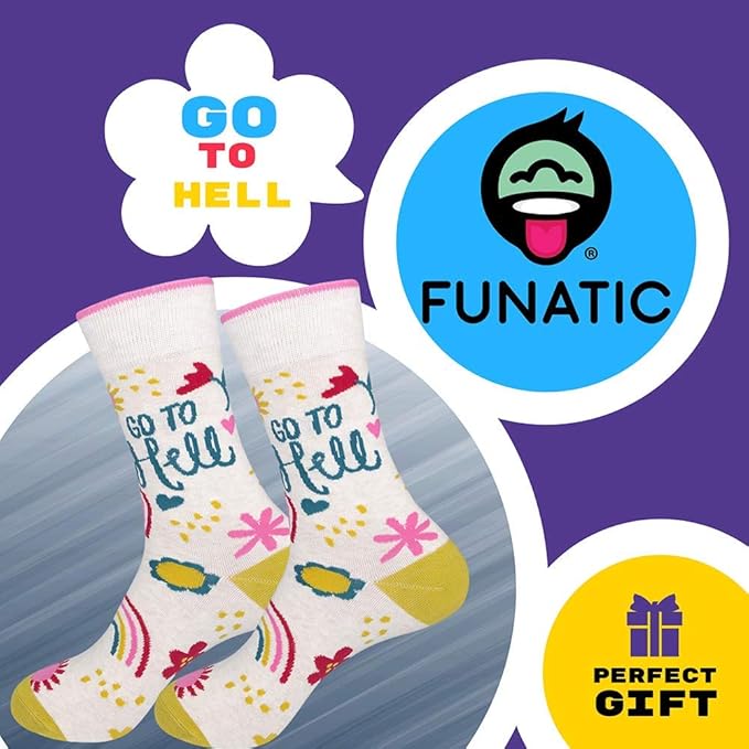 FUNATIC Funny and Crazy Socks with Sayings - Novelty Gifts for Men, Women, Teens
