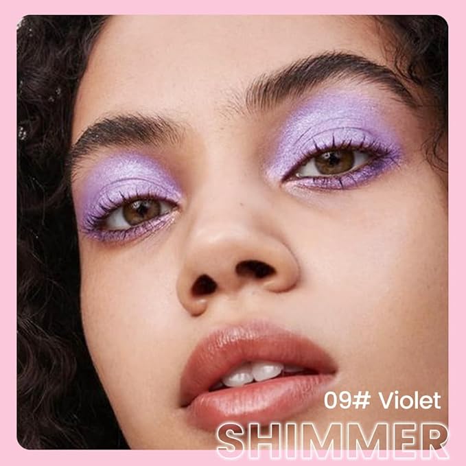 evpct 1Pcs Violet Purple Shimmer Cream Eye Shadow Brightener Sticks for Eyes Waterproof Pigmented, Double Ended Cream Eyeshadow Stick Pencil Pen with Applicator, Eye Shadow Palette Highlighter Makeup