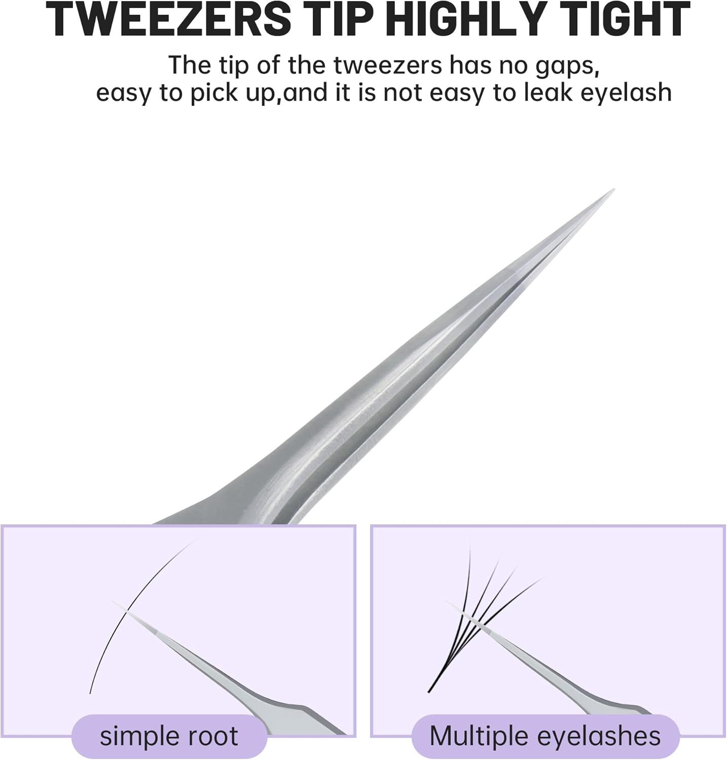 High Precision Lash Tweezers for Individual and Volume Eyelash Extensions Premium Stainless Steel Curved Fiber Tip Professional Isolation Tweezer