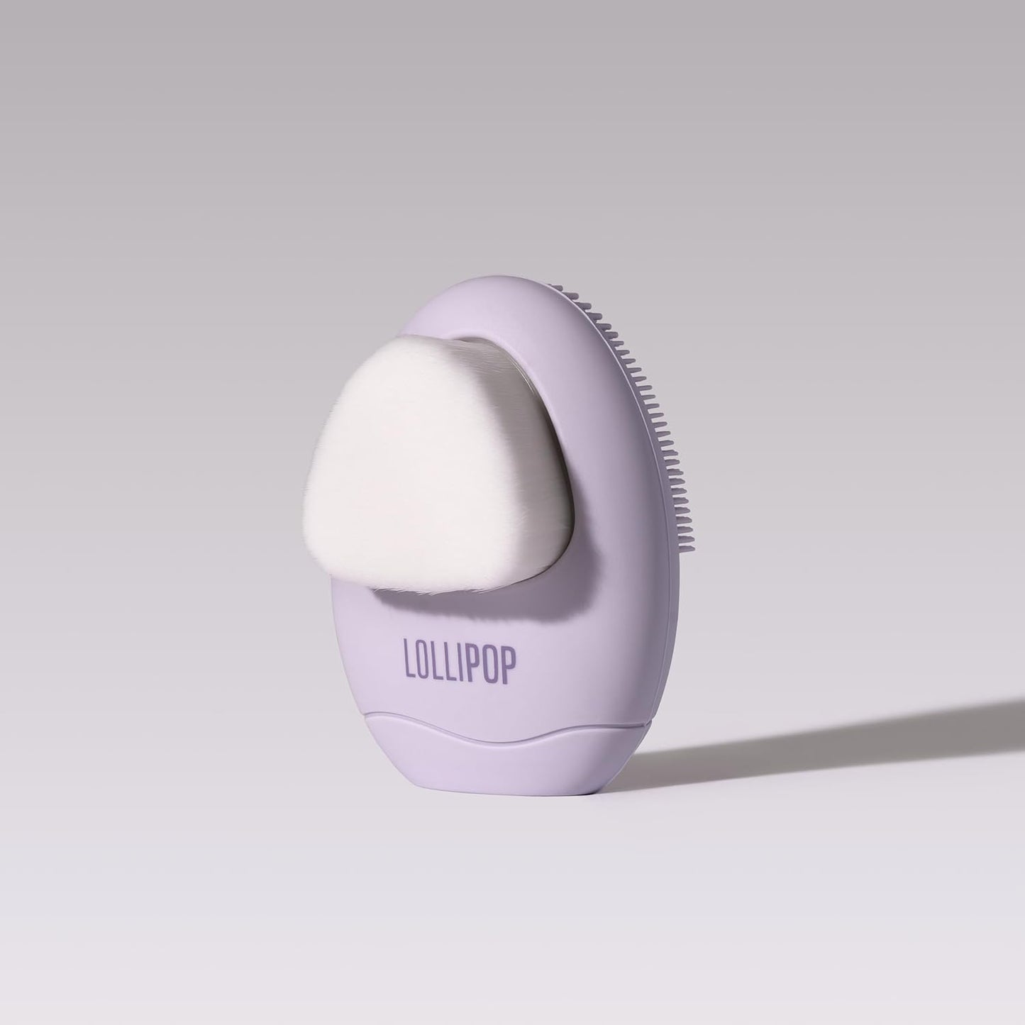 LOLLIPOP Dual-Sided Facial Cleansing Brush | Palm Size Silicone Face Exfoliator and Soft Fiber Cleanser | Manual Face Scrubber for Pores, Makeup Removal, Blackhead and Skincare Routine, Plum