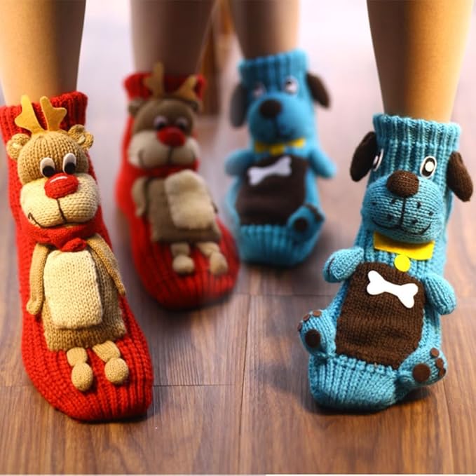 Animal Socks, Cute Plush Animals Hug Sock for Women, Long Stocking Sock for Christmas Gifts, Cozy Fall & Winter