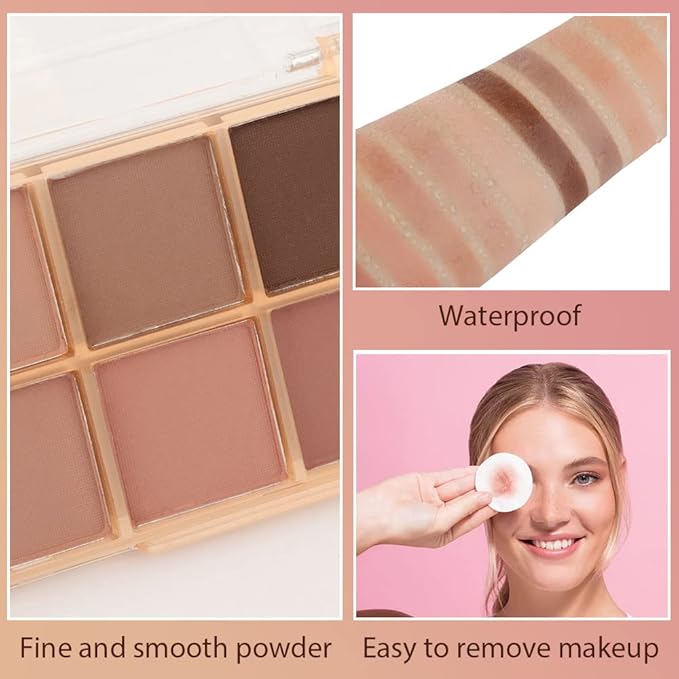 evpct 10 Colors Matte Nude Eye Shadow Palette Makeup for Older Women, Nude Brown Pink Cocoa Taupe Mauve Neutral Matte Cream Smokey Mini Eyeshadow Palette for Blue Green Eyes, Contour Makeup Palettes 5