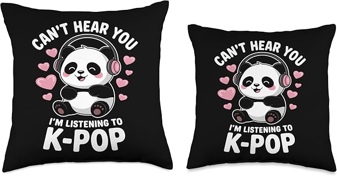 Can't Hear You I'm Listening K-Pop Kawaii Kpop Throw Pillow