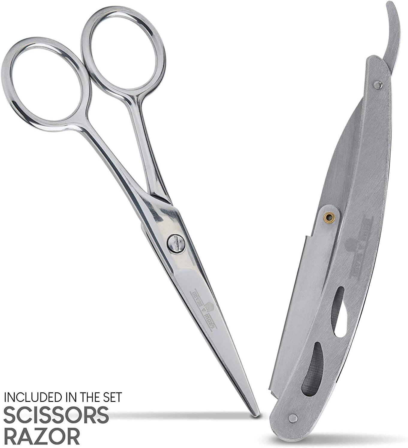 Beard Straightener Grooming Kit for Men, Beard Growth Kit, Wash, Brush & Comb, Unscented Growth Oil, All Natural Chanel Balm, Conditioner, Razor & Scissors, Great Gift Idea for Men's (Black)