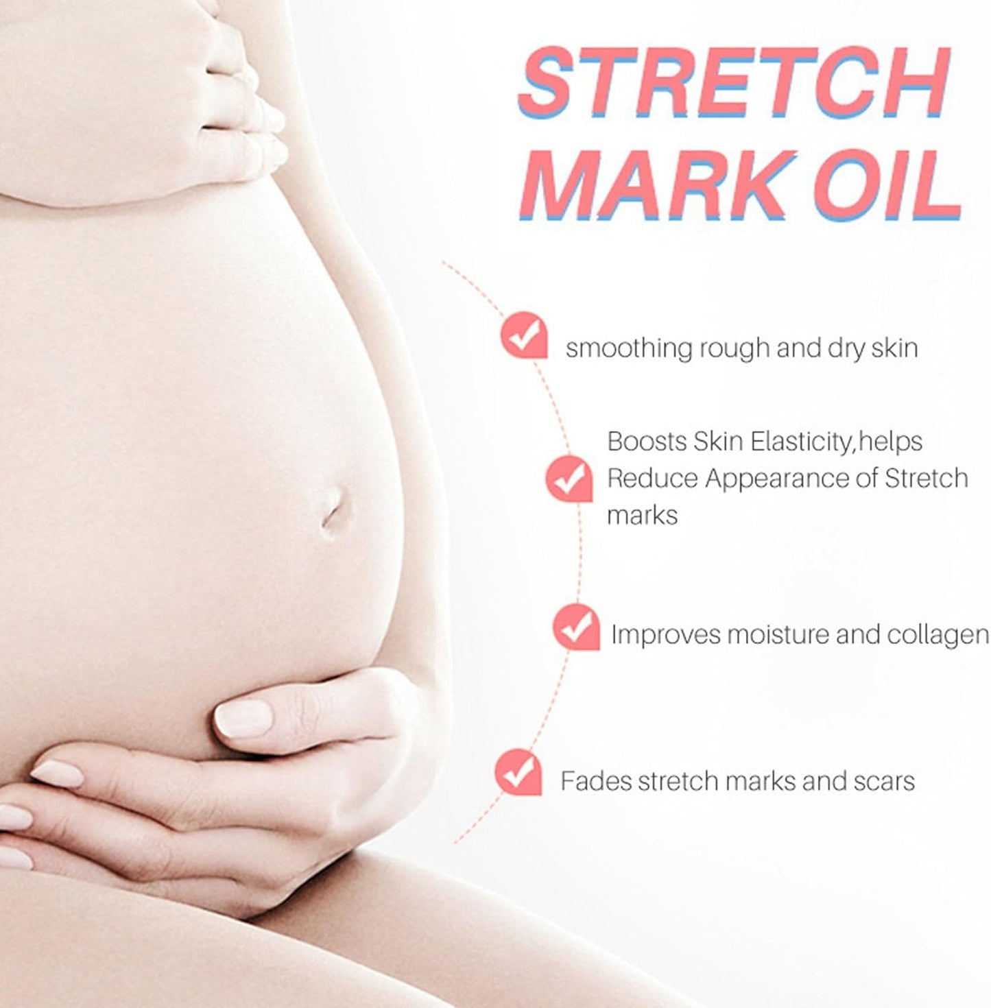 Stretch Mark Pregnancy Massage Oil, Stretch Mark Oil, Skincare Oil for Improve Stretchmarks, Pregnancy Skin Care Fade Stretch Marks, Body Moisturizer for Dry Skin, First Time Mom Gift 30 ml
