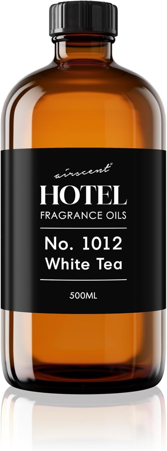 AirScent Hotel Diffuser Oil No. 1012 Inspired by The White Tea Hotel Scent - Premium Fragrance Oil for Ultrasonic and Waterless Diffusers and Crafting - 500 mL, 16.9 fl oz Glass Dropper Bottle