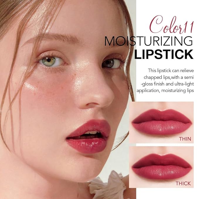 1Pcs Tinted Lip Balm Moisturizing Lipstick – Waterproof Hydrating Matte Lip Balm for Women, Creamy Natural Color Stain for Dry Lips,Soft Matte Finish with Subtle Scent (#11 Retro Red)