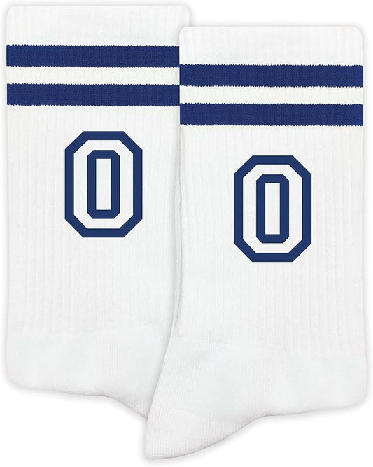 Striped Initial Socks with the Letter in Navy Blue, Socks for Adult, Teens, Men&Women Socks, Gifts for Friends, Family, etc.