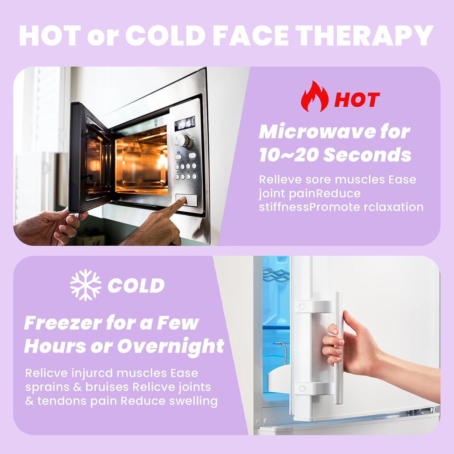 Cold Face Eye Mask Ice Pack Reduce Face Puff,Dark Circles,Gel Hot Cold Compress,Face SPA for Woman Sleeping, Pressure, Headaches, Skin Care, 2 Pack, Purple