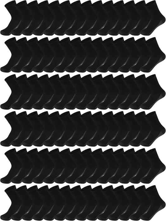 Tarpop 100 Pairs Bulk Mens Socks Moisture Wicking Casual Sports Ankle Socks for Homeless Unisex Adult Men Women