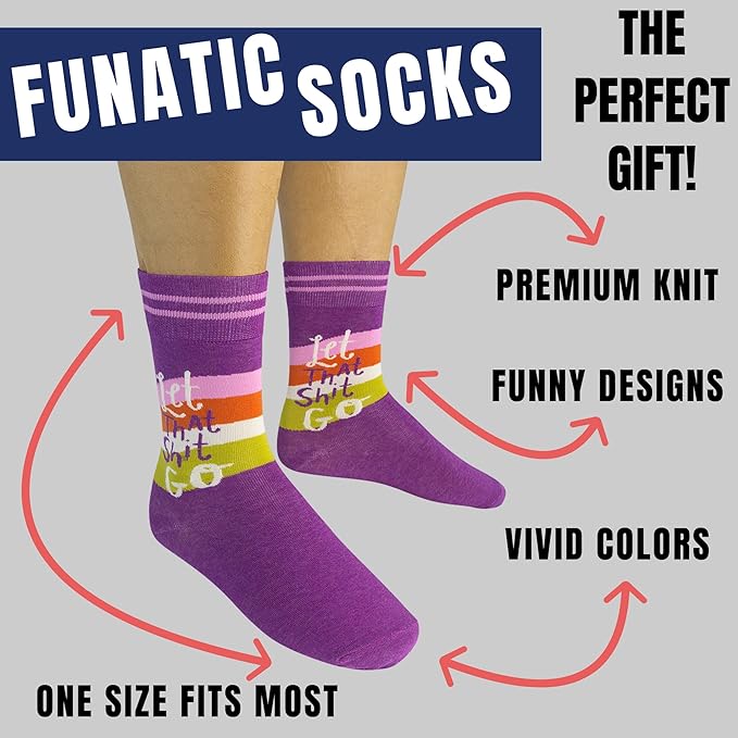 FUNATIC Funny and Crazy Socks with Sayings - Novelty Gifts for Men, Women, Teens