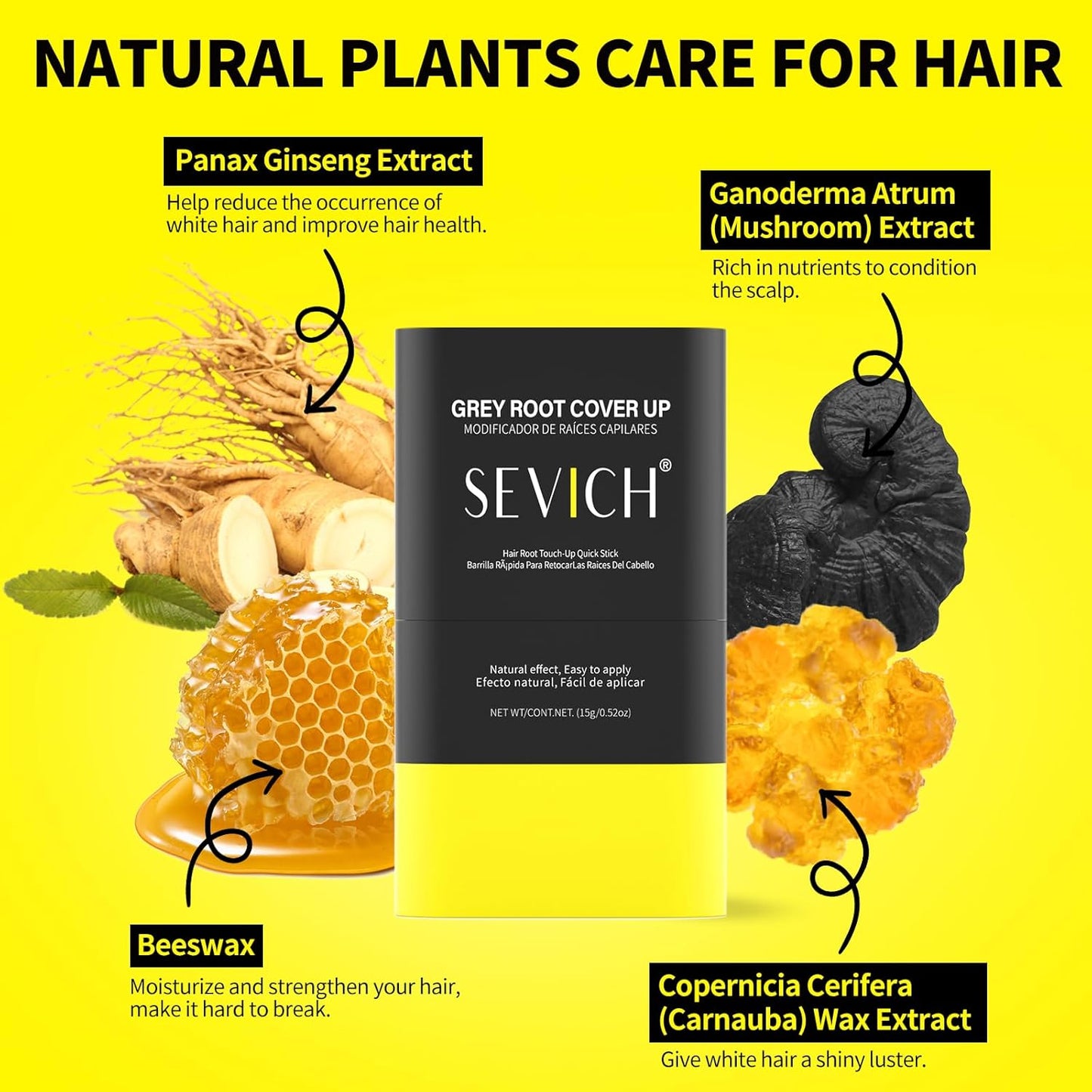 SEVICH Touch Up Comb 2 in 1 Korean, Instant Hair Root Touch-Up Stick | Dual-Sided Design For Natural Gray Coverage, Long-Lasting Moisturizing Formula With Plant Extracts,15g Medium brown