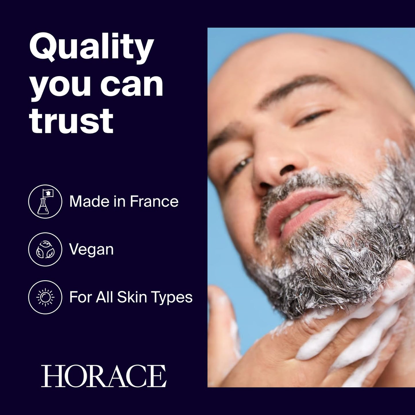 HORACE Beard Shampoo for Men - Sulphate-free Wash with Castor Oil - Gentle Beard Care for All Skin Types - Woody, Aromatic Scent, 250 ml