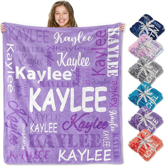 Ships Next Day, Personalized Blankets and Throws Custom Blanket with Name Customized Flannel Blanket for Kids Christmas Blanket Gifts for Teen Girls Boys