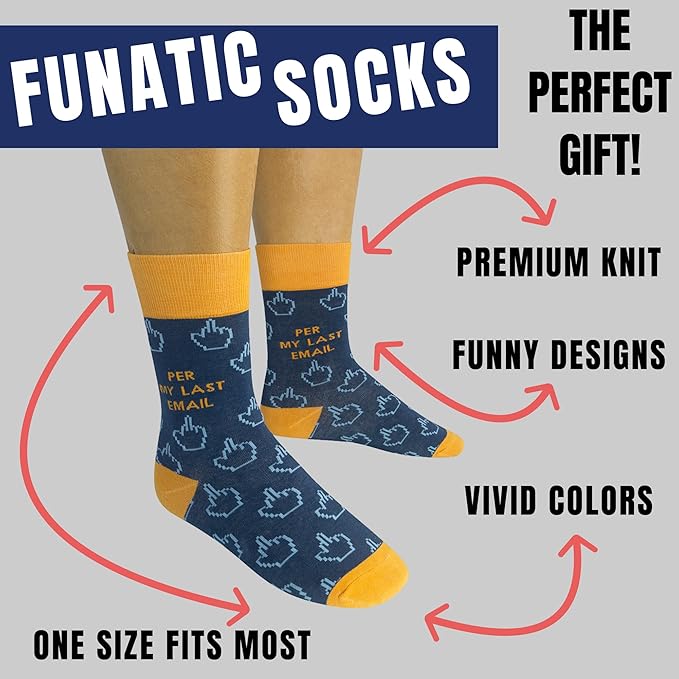 FUNATIC Socks with Funny Sayings - Novelty Gifts for Men, Women, Teens - Sarcastic, Profane, Rude