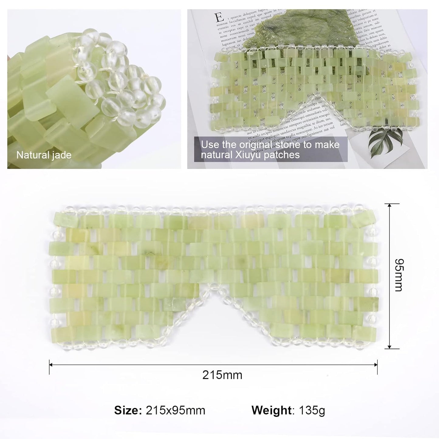 Jade Eye Mask, Facial Cooling Mask with 100% Real Jade for Hot & Cold Therapy to Reduce Wrinkles, Puffiness, Migraines, and Anti-Aging