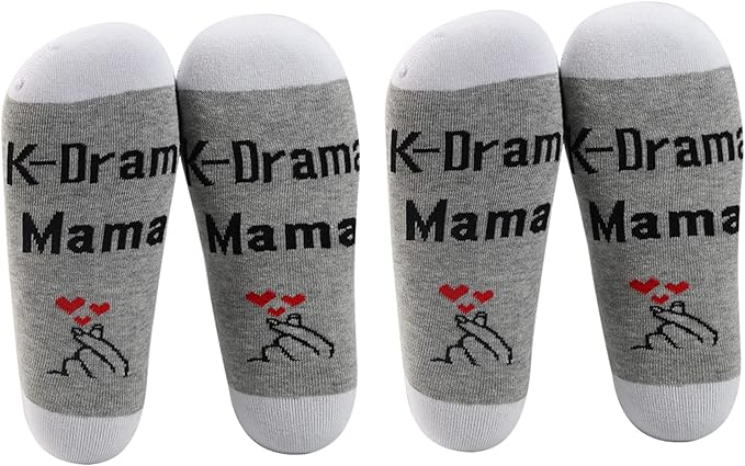 LEVLO Funny K-Drama Lovers Gifts K-Drama Mama Hand Heart Socks for Korean Movie TV Series Fans