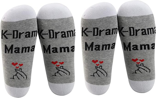 LEVLO Funny K-Drama Lovers Gifts K-Drama Mama Hand Heart Socks for Korean Movie TV Series Fans