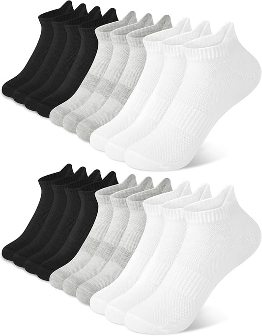Justay 10 Pairs White Ankle Socks Woman Low Cut Running Cotton Athletic No Show Socks Womens