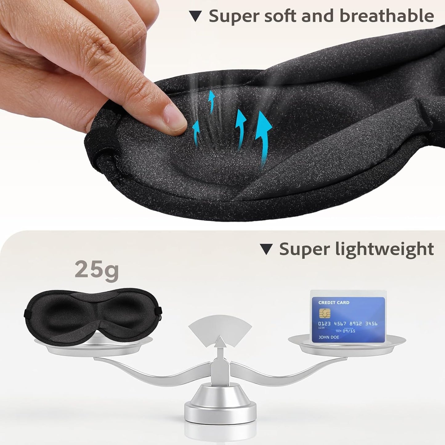 Slim 3D Sleep Mask for Side Sleepers, Blackout Sleeping Maskfor Men Women, Zero Eye Pressure, Ultra Soft Eye Masks for Sleeping, Perfect for Travel, Nap, Meditation, Airplane (Black)