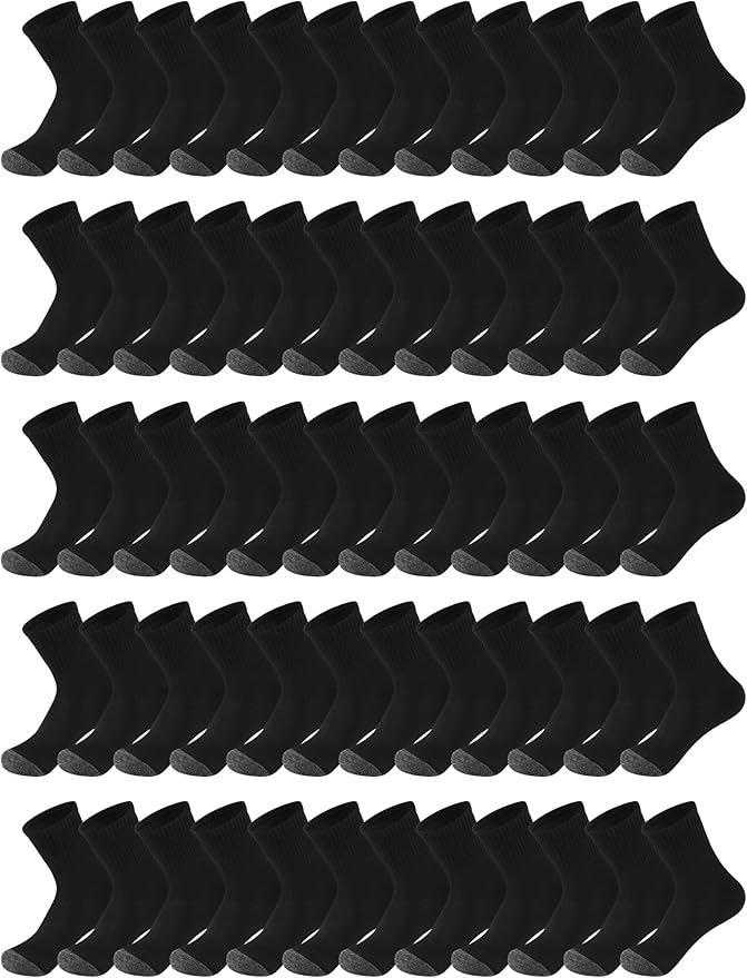 Tarpop 100 Pairs Bulk Mens Socks Moisture Wicking Casual Sports Ankle Socks for Homeless Unisex Adult Men Women