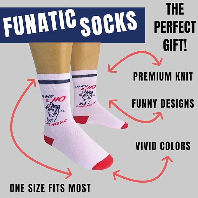 FUNATIC Socks with Funny Sayings - Novelty Gifts for Men, Women, Teens - Sarcastic, Profane, Rude