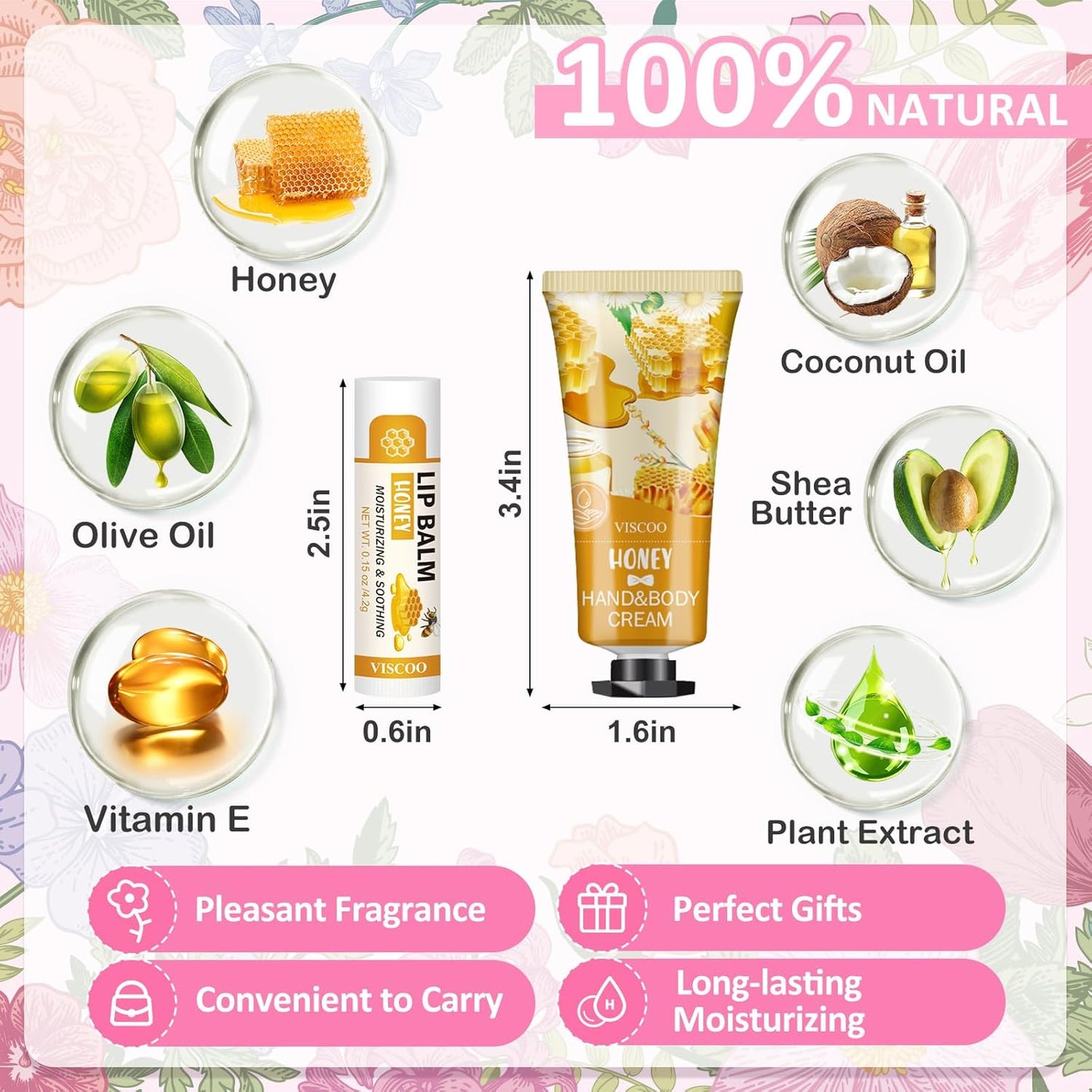 8 Pack / 4 Sets Lip Balm and Hand Cream Gifts for Women, Bridal Shower Gifts, Bridal Wedding Favors for Guests, Baby Shower Gifts for Guests, Thank You Gifts, Party Favors, Birthday Gifts