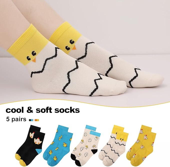 Girls Cotton Socks Soft Novelty Socks Cute Floral Pattern 11-15 Years 5 Pairs