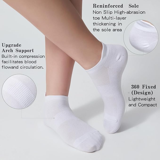 Ankle Socks Women's and Mens - 6/10 Pairs Low Cut Tab & No Show Athletics Running Socks